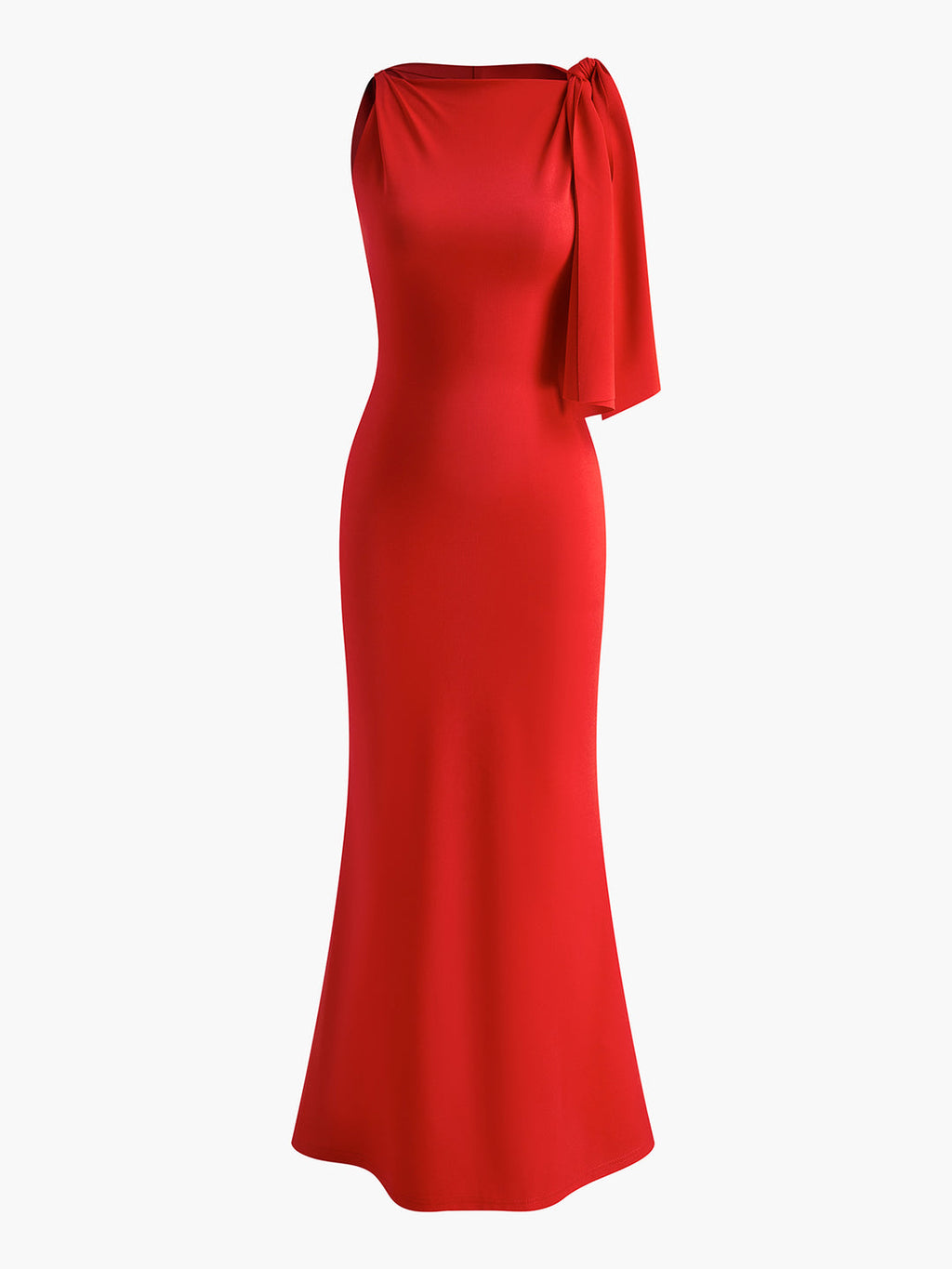 Rochie lungă fără mâneci, cu detaliu înnodat elegant